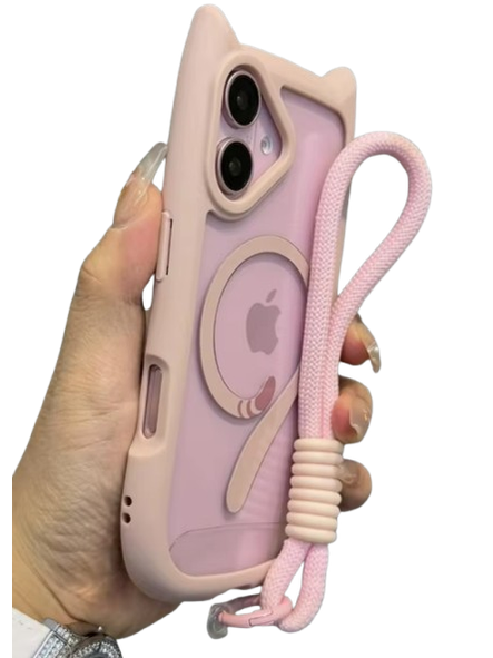 Katzenohr mit Schlaufe Pink