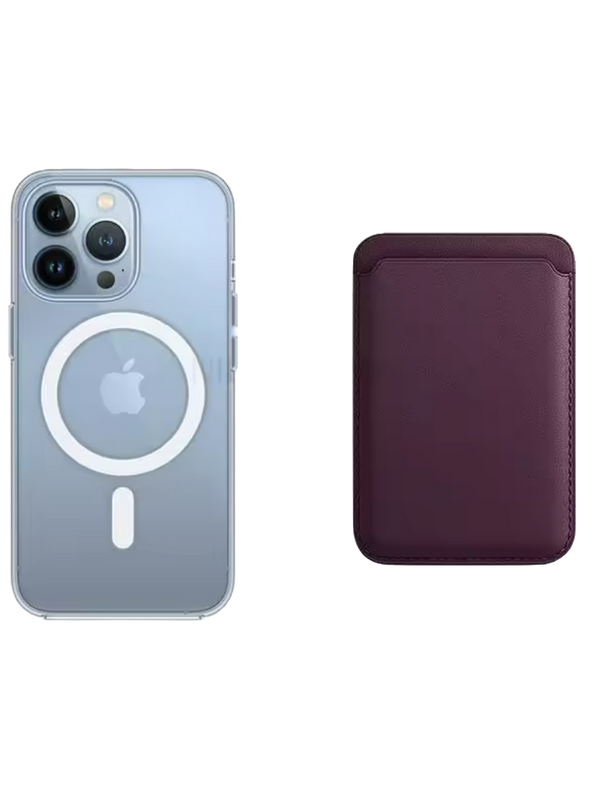 Transparentes MagSafe Case + Wallet in Cherry