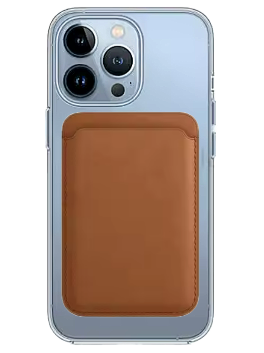 Transparentes MagSafe Case + Wallet in Braun