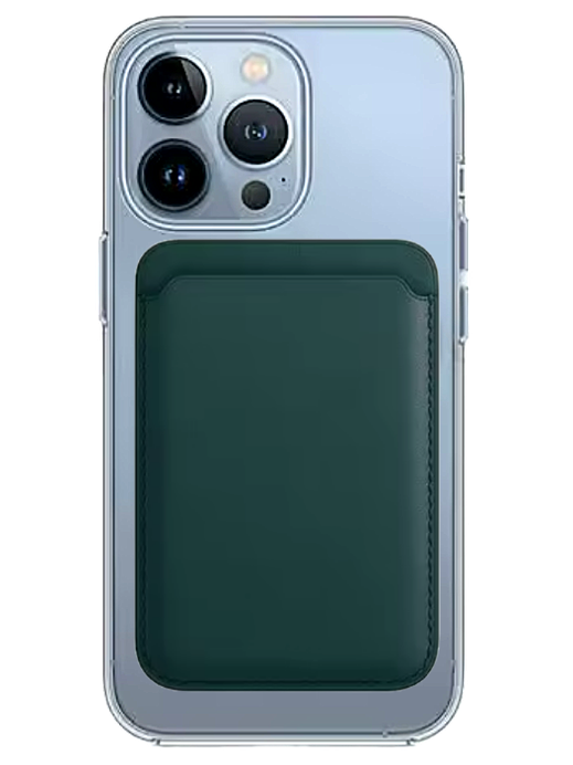 Transparentes MagSafe Case + Wallet in Grün