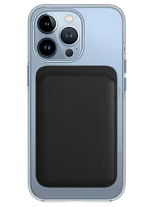 Transparentes MagSafe Case + Wallet in Schwarz