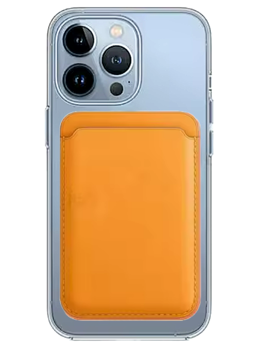Transparentes MagSafe Case + Wallet in Orange