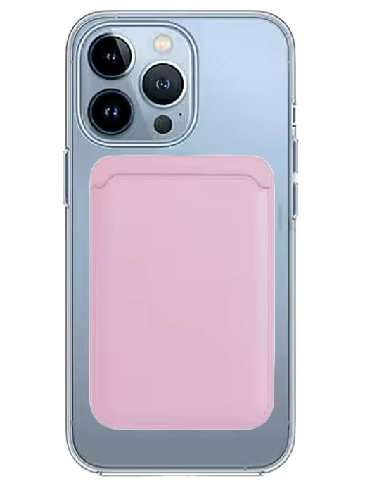 Transparentes MagSafe Case + Wallet in Rosa