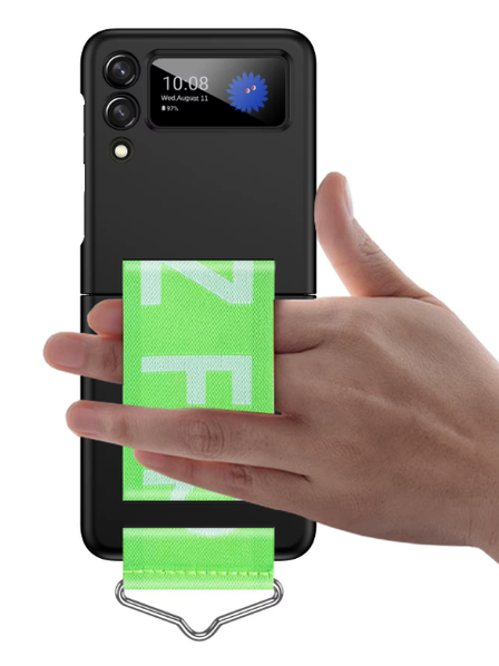 Z Flip Case mit Gurt in Schwarz