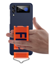 Z Flip Case mit Gurt in Navy Blau