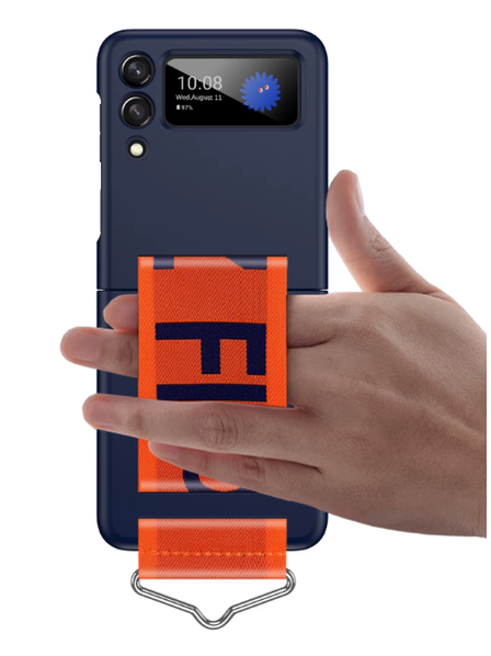 Z Flip Case mit Gurt in Navy Blau