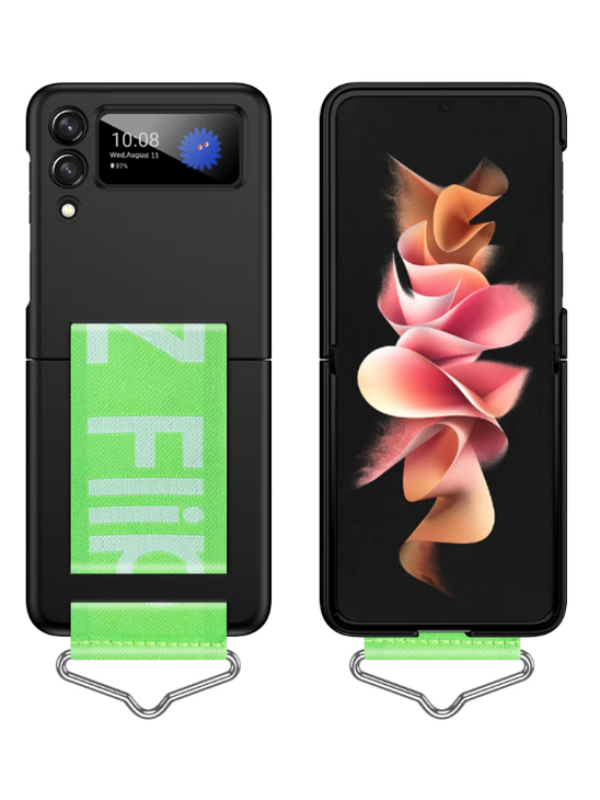 Z Flip Case mit Gurt in Schwarz