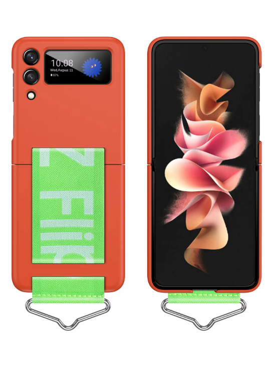 Z Flip Case mit Gurt in Orange