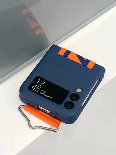 Z Flip Case mit Gurt in Navy Blau